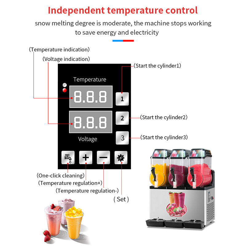 110V Commercial Slushy Machine 45L 3 Tank 1100W Stainless Steel Margarita Frozen Drink With Powerful Compressor Efficient Cooling Perfect For Supermarkets Cafes Restaurants Bars Silver Iron Plastic