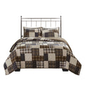 3 Piece Reversible Printed Quilt Set Black Brown King Cal King Black Brown Microfiber