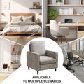 Mid Century Accent Chair ,Modern Linen Fabric Armchair For Living Room,Double Side Pockets, Comfortable And Padded Reading Feature Sofa Chair, Suitable For Bedrooms, Living Rooms, And Offices Light Gray Linen