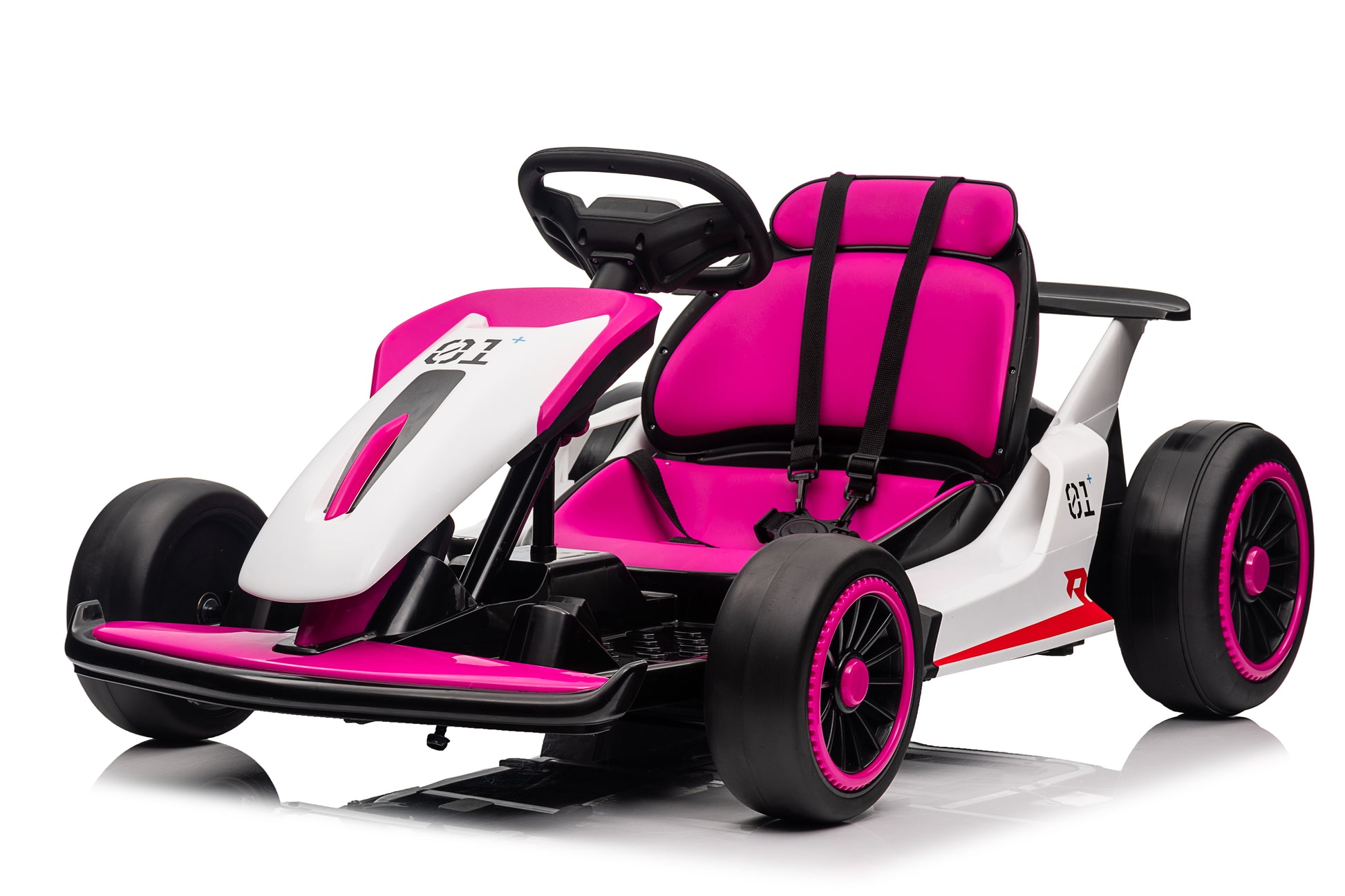 Electric Go Karts, Battery Powered Ride Karts Suitable For Children Aged 6 15, Outdoor Drift Pink Abs