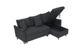 This 80 Inch Black Corduroy L Shaped Sofa Comes With Two Small Throw Pillows That Can Be Converted Into A Sofa Bed For Storage Black Corduroy 3 Seat