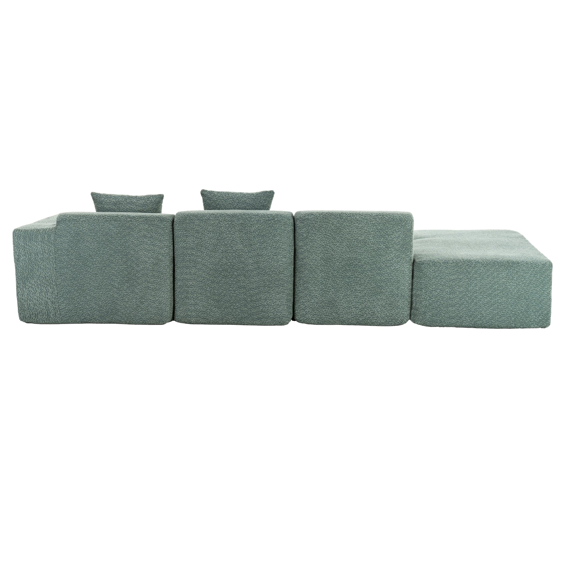 116.5" Sectional Sofa Full Compressed Sofa Couch Free Combined Sofa For Living Room, Green Green Foam Polyester 4 Seat