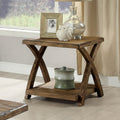 Transitional 3Pc Table Set Occasional Tables Living Room 1X Coffee Table And 2X End Tables Plank Style Top Antique Light Oak Light Oak Primary Living Space Antique,Contemporary,Modern,Rustic,Transitional Rubberwood Open Storage Rectangular Coffee & End