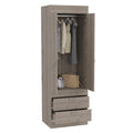 Armoire, Double Door Cabinet, Two Drawers, Metal Handles, Rod, Light Gray Light Gray Solid Wood Mdf Engineered Wood