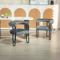 Coolmore Contemporary Designed Chenille Fabric Upholstered Accent Dining Chair Barrel Side Chairs Kitchen Armchair For Living Room Set Of 2 Gray Chenille Gray Foam Chenille