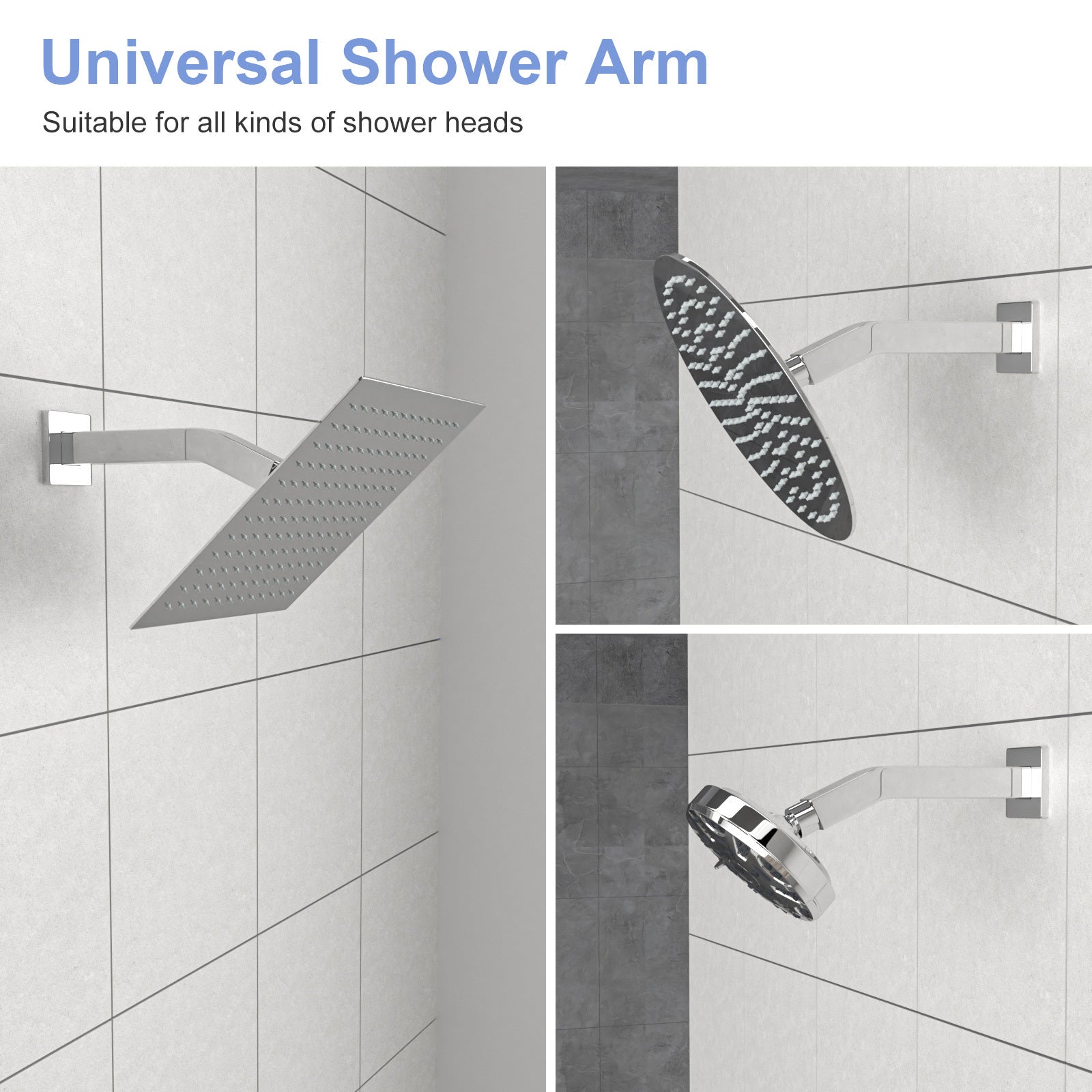 6" Shower Arm With Flange, Chrome Chrome Stainless Steel