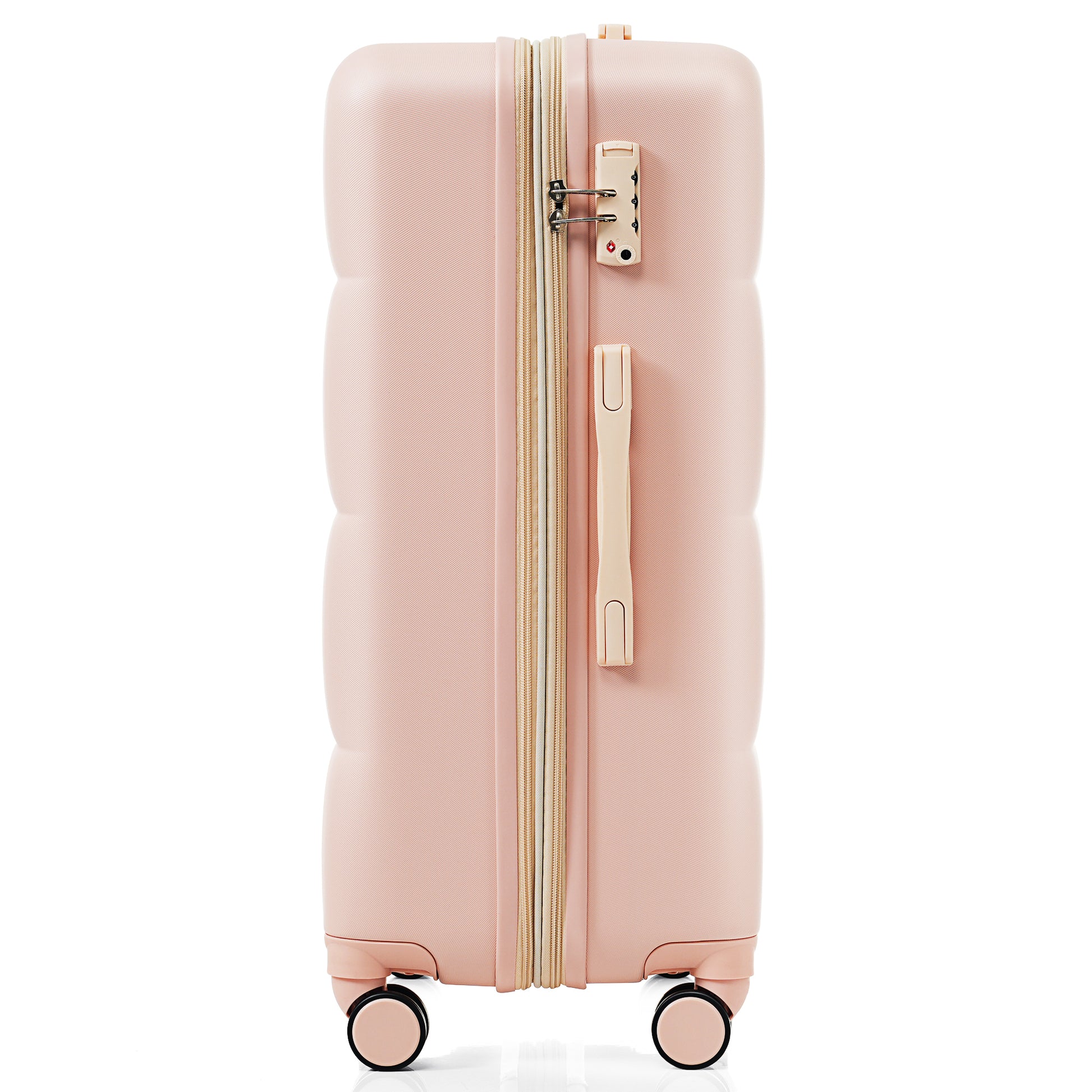 Luggage Sets 4 Piece, 20 Inch With Usb Port, Expandable Abs Durable Suitcase With Travel Bag, Cup Holder, Abs Hard Shell Luggage With Spinner Wheels, Pink Pink Abs