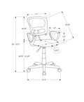 Office Chair, Adjustable Height, Swivel, Ergonomic, Armrests, Computer Desk, Work, Juvenile, Grey Mesh, Black Metal, Contemporary, Modern Grey Foam Polyester