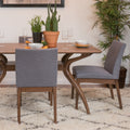 Dining Chair Set Of 2 Dark Grey Fabric