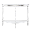 42'' Retro Circular Curved Half Moon Console Table With Cloud Design Top And Open Shelf Solid Wood Frame And Legs, Milk White Milk White Primary Living Space Retro Pine Console Tables Pine