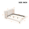 Queen Size Upholstered Platform Bed With Led Lights And U Shaped Headboard, Linen Fabric, Beige Queen Beige Wood Metal