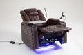 Power Zero Gravity Recliner With Multifunctional Features Storage Armrest & Cup Holder Laptop Table & Phone Holder Reading Light & Led Infinite Position Recline For Living Room & Office Brown Leather