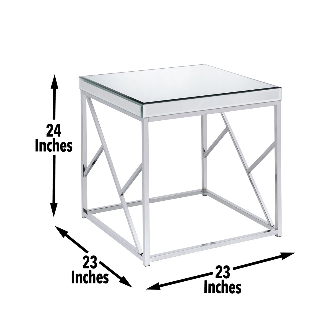 Evelyn Mirror Top End Table Silver Silver Iron