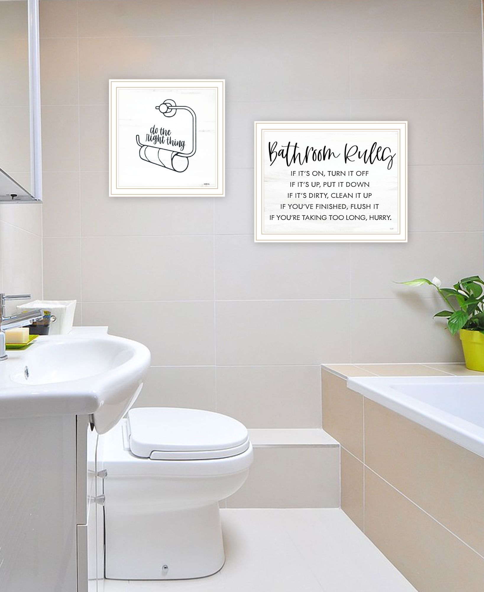 "Bathroom Rules" Framed Wall Art For Bathroom, Wall Art Print For Home Decor, Bathroom Wall Art By Imperfect Dust Multicolor Wood Paper