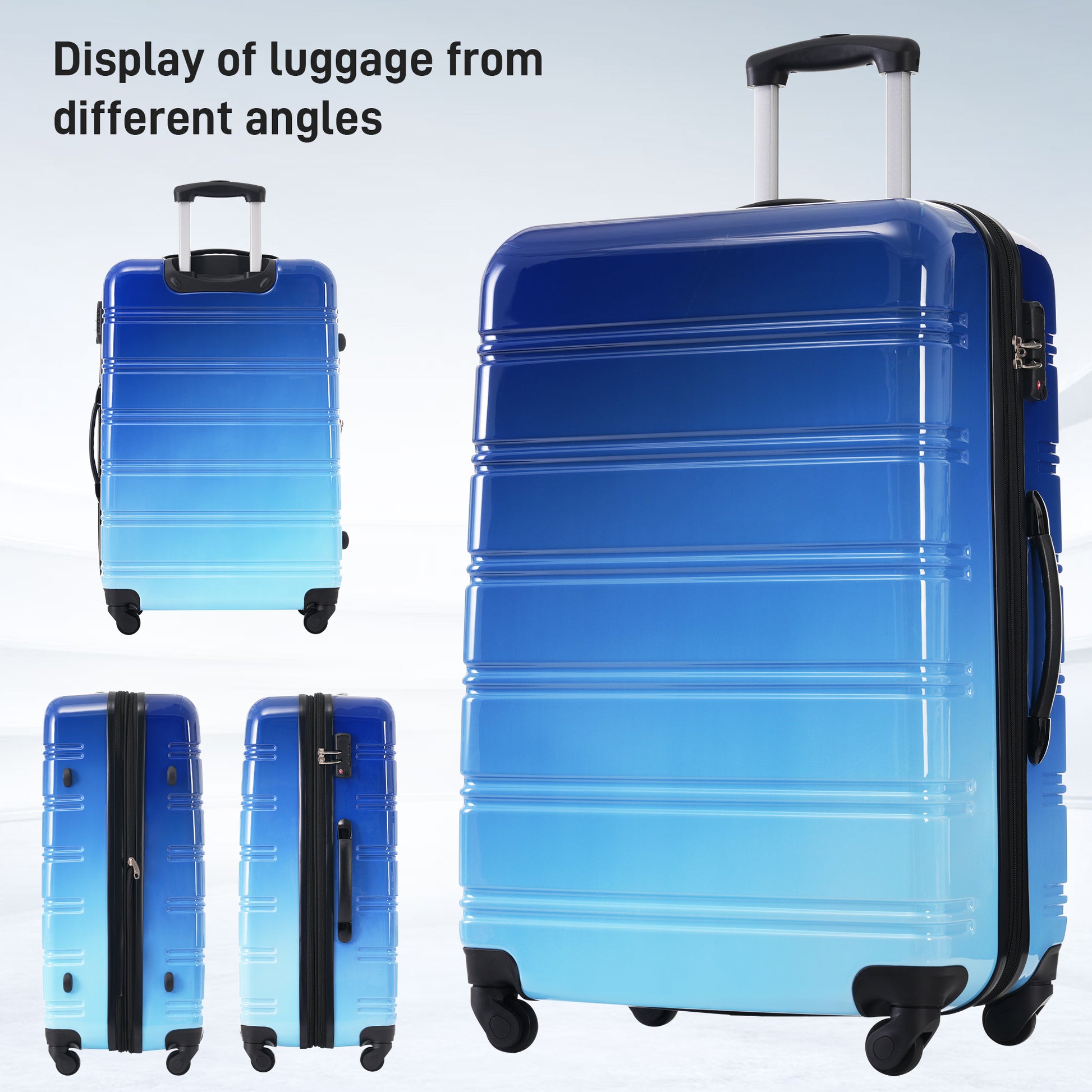 Hardshell Luggage Sets 3 Piece Gradient Color Expandable Suitcase With Spinner Wheels And Tsa Lock Lightweight 20" 24" 28" Available,Blue And Light Blue Blue Multi Pc