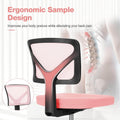 Low Back Mesh Armless Office Chair,Swivel Rolling Computer Chair No Arms With Lumbar Support, Pink Pink Metal