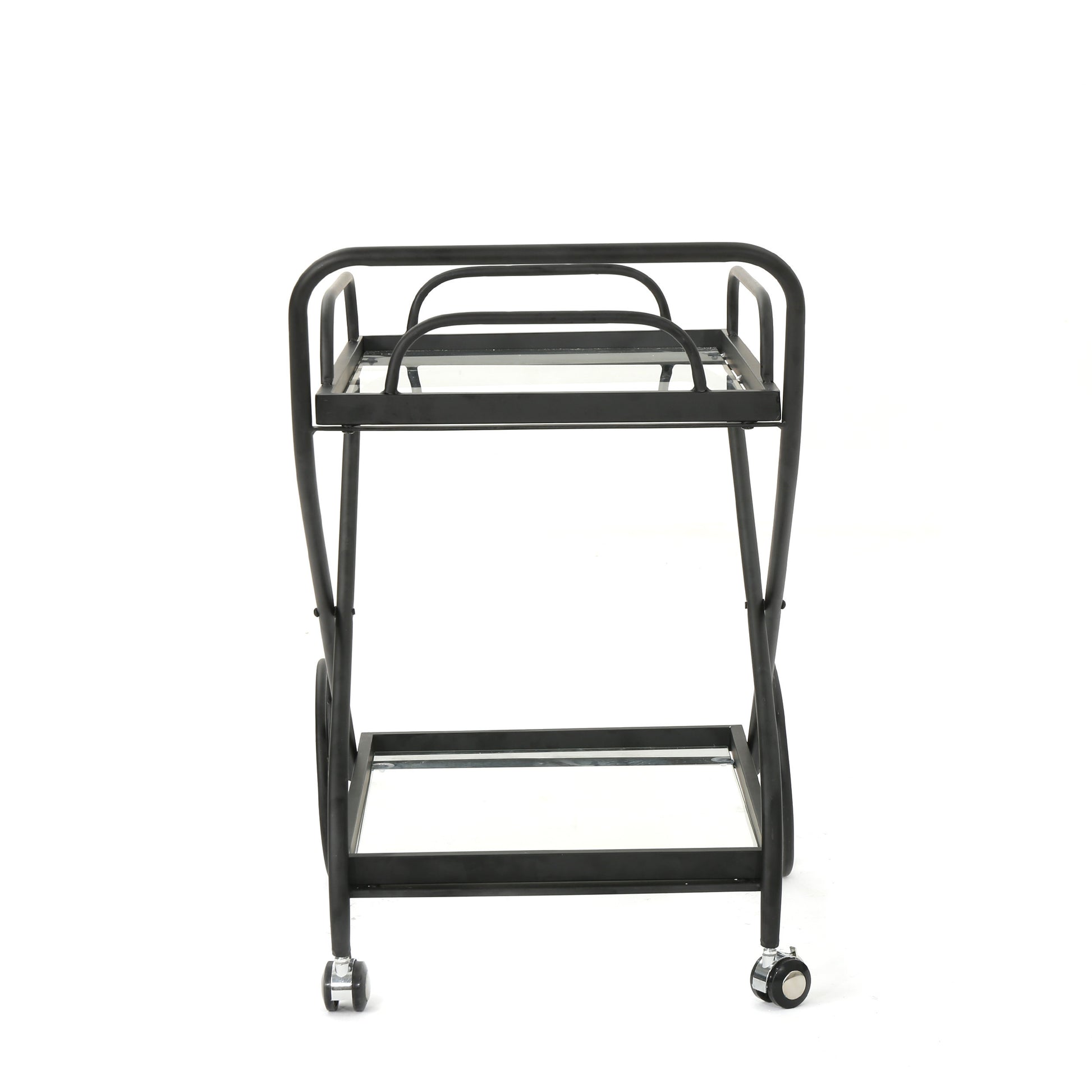 Bar Cart Black Glass Metal