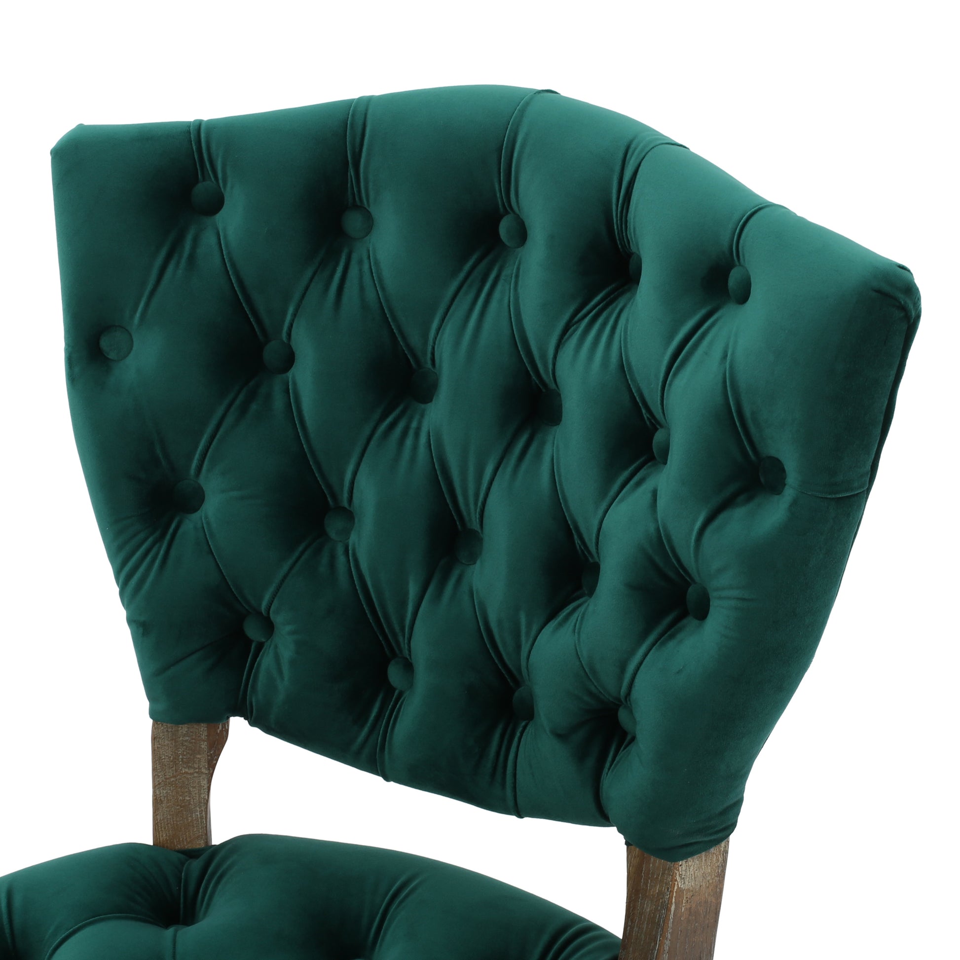 Kd Tufted Chair Wthr Dark Green Velvet