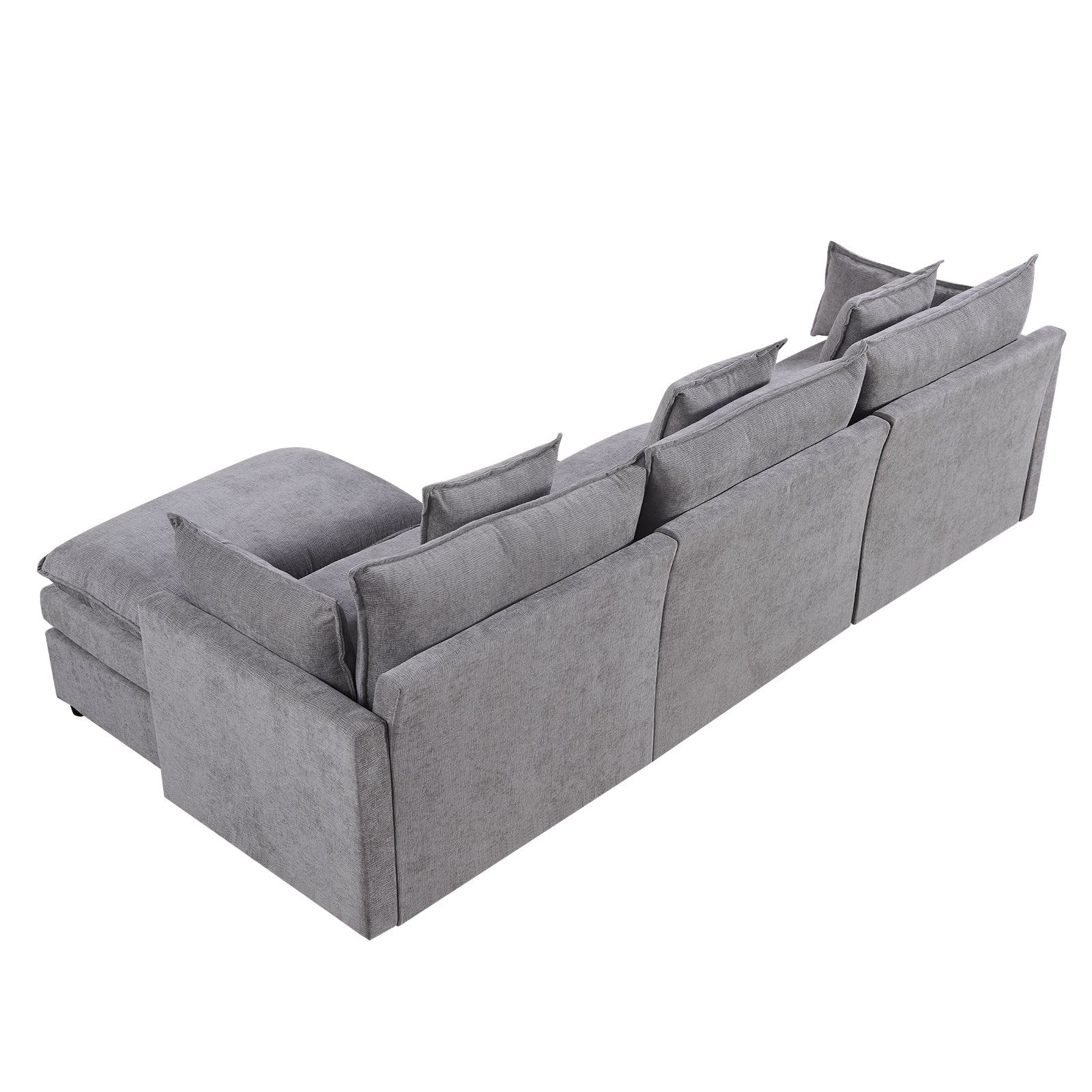 108.66"Modern Chenille L Shaped Sectional Sofa With Convertible Chaise, Comfy Cloud Couch Deep Sectional Sofa With Ottomans For Living Room Light Gray Wood Foam Chenille 3 Seat