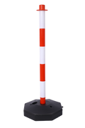 6 Pack Traffic Delineator Post Cones With Fillable Base, Adjustable Plastic Safety Barrier With 5Ft Plastic Chain, Outdoor And Indoor Crowd Control Stanchion For Traffic Control And Warning W R White Red Plastic