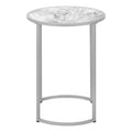 Accent Table, Side, Round, End, Nightstand, Lamp, Living Room, Bedroom, White Marble Look Laminate, Grey Metal, Contemporary, Modern White Metal