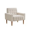 Mirod Classic Biscuit Style Accent Chair Comfortable Armrests, Soft Fabric, Elegant Solid Wood Legs With Gold Finish, Easy Assembly Beige Boucle