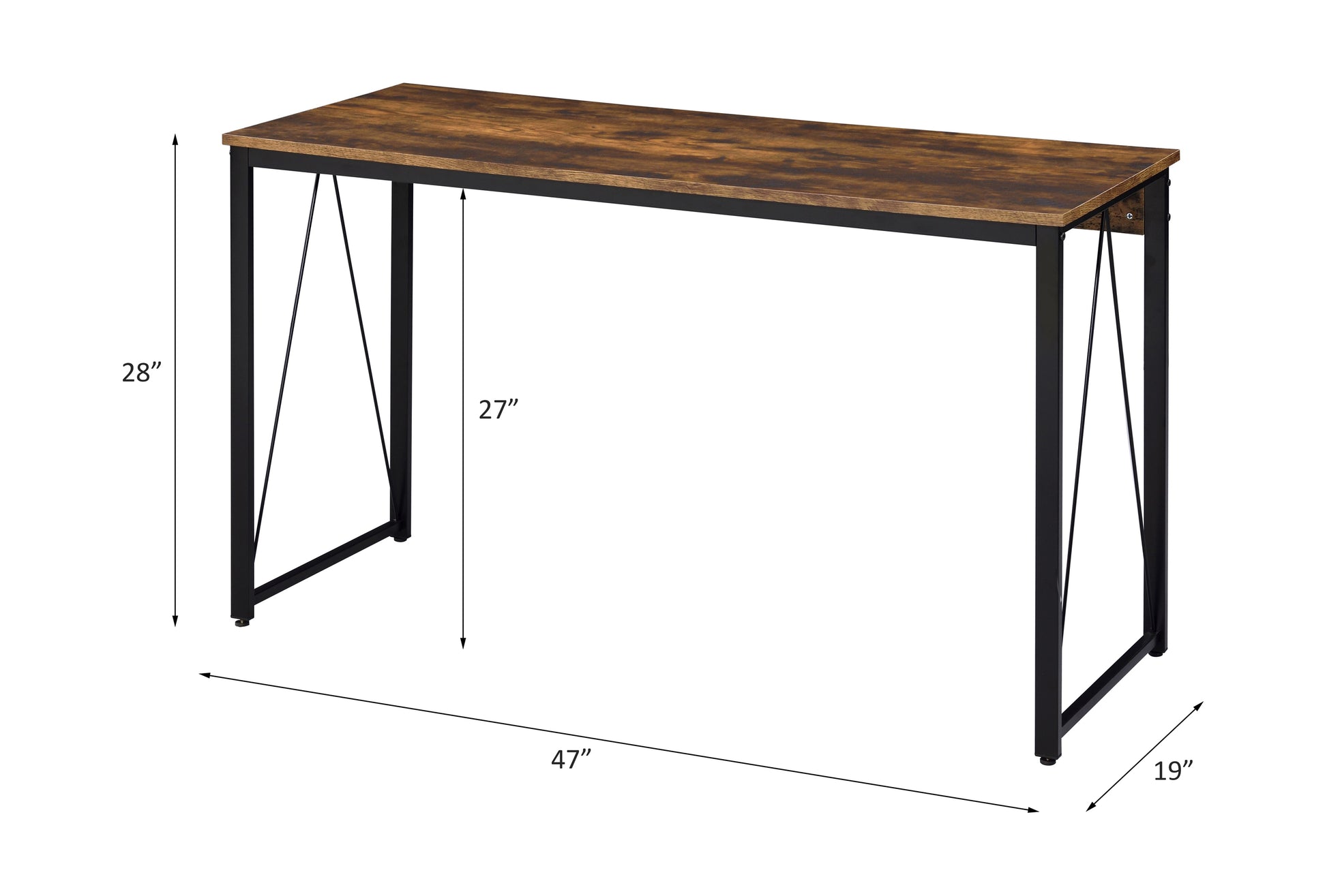 Zaidin Weathered Oak& Black Finish Writing Desk Oak Synthetic Wood