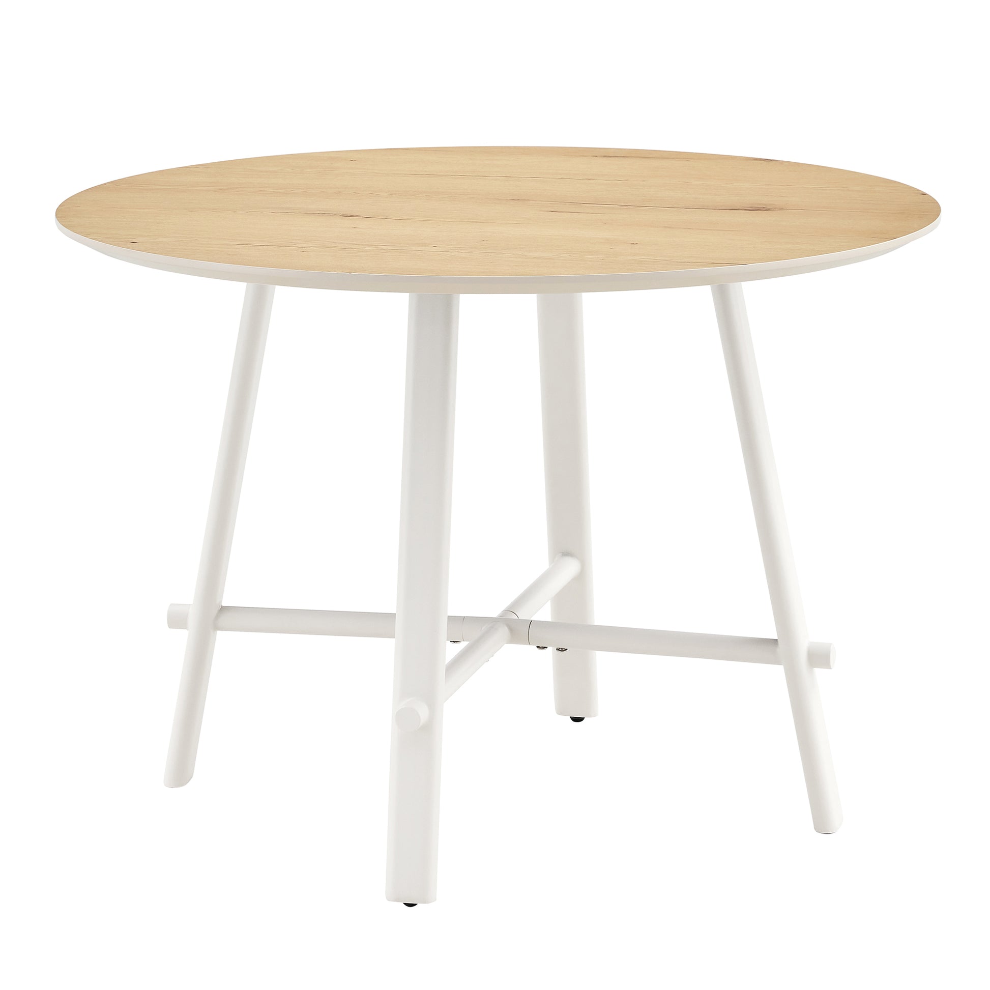 Table And Chair Set, Mdf Desktop, White Metal Table Legs, Stable And Beautiful, Suitable For Most Styles Of Home. Modern Simple Dining Table, Comfortable Seating. White Seats 4 Mdf
