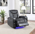 Dark Grey Power Recliner With Bluetooth Dark Grey Faux Leather Manual Handle Metal Primary Living Space Tight Back Modern Handle Square Arms Faux Leather