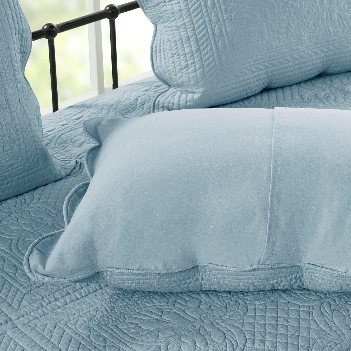 6 Piece Reversible Soped Edge Daybed Cover Set Blue Daybed Blue Polyester