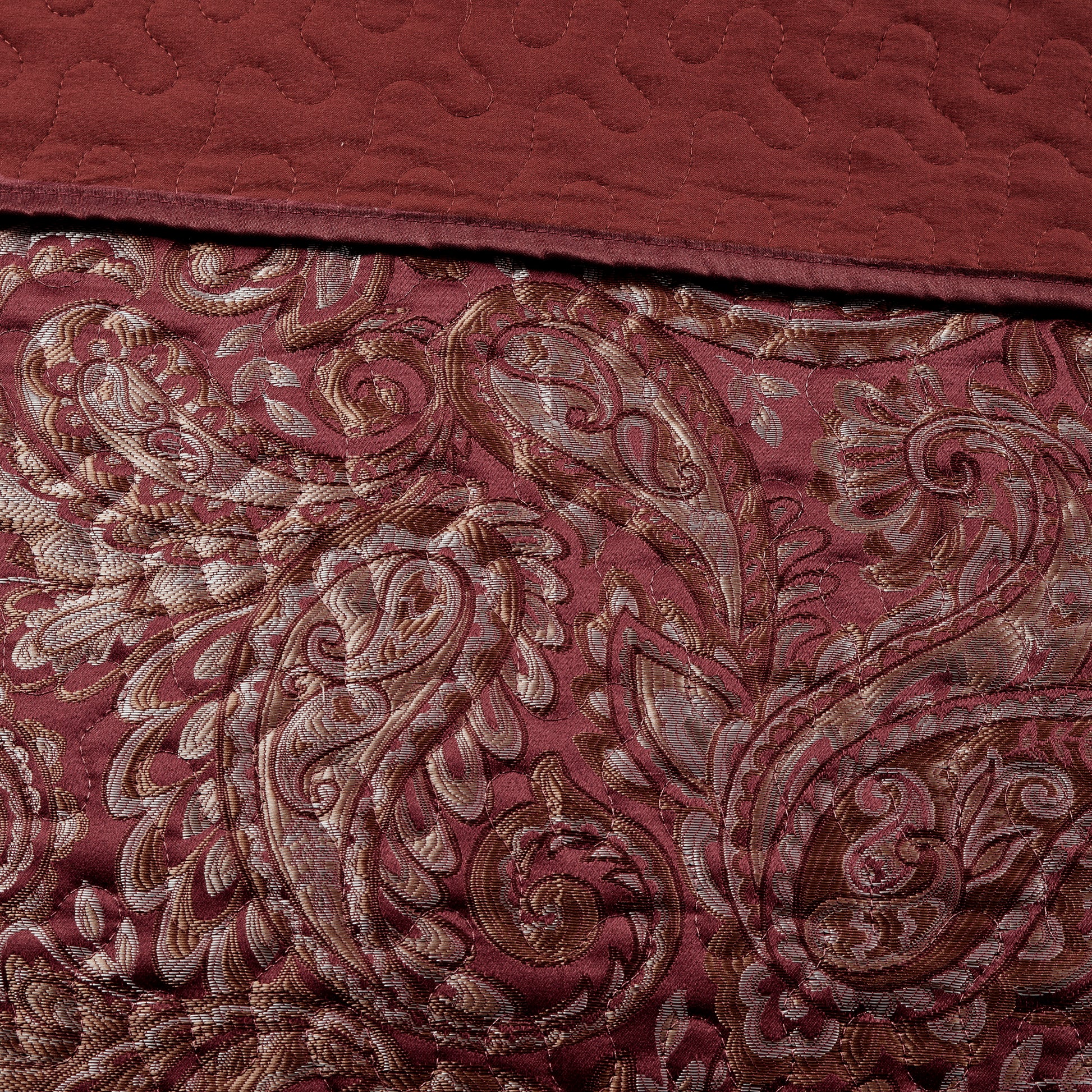 5 Piece Jacquard Bedspread Set With Throw Pillows Burdy King King Burgundy Cotton