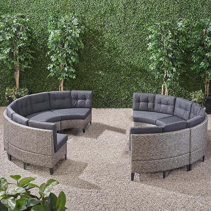 Pema Outdoor 8 Seater Sofa Black Gray Seats 8 Pe Rattan Iron Waterproof Fabric