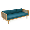 Claremont 3 Seater Daybed With Rattan Arms Teak Cushion Teak Wood Fabric Rattan