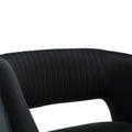 Coolmore Upholstered Tufted Living Room Chair Textured Linen Fabric Accent Chair With Metal Stand Black Velvet