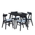 1 Table With 4 Chairs Wooden Dining Table Set, Modern Simple Design Square Kitchen Table And Fabric Upholstered Dining Chairs For Dining Room, Kitchen, Saving Space,Black Black Solid Wood Mdf