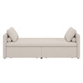 Modern Upholstered Chaise Lounger Daybed Small Single Daybed With 2 Drawers, No Mattress Needed, Perfect For Living Rooms & Home Office, Linen Fabric, Beige Beige Linen