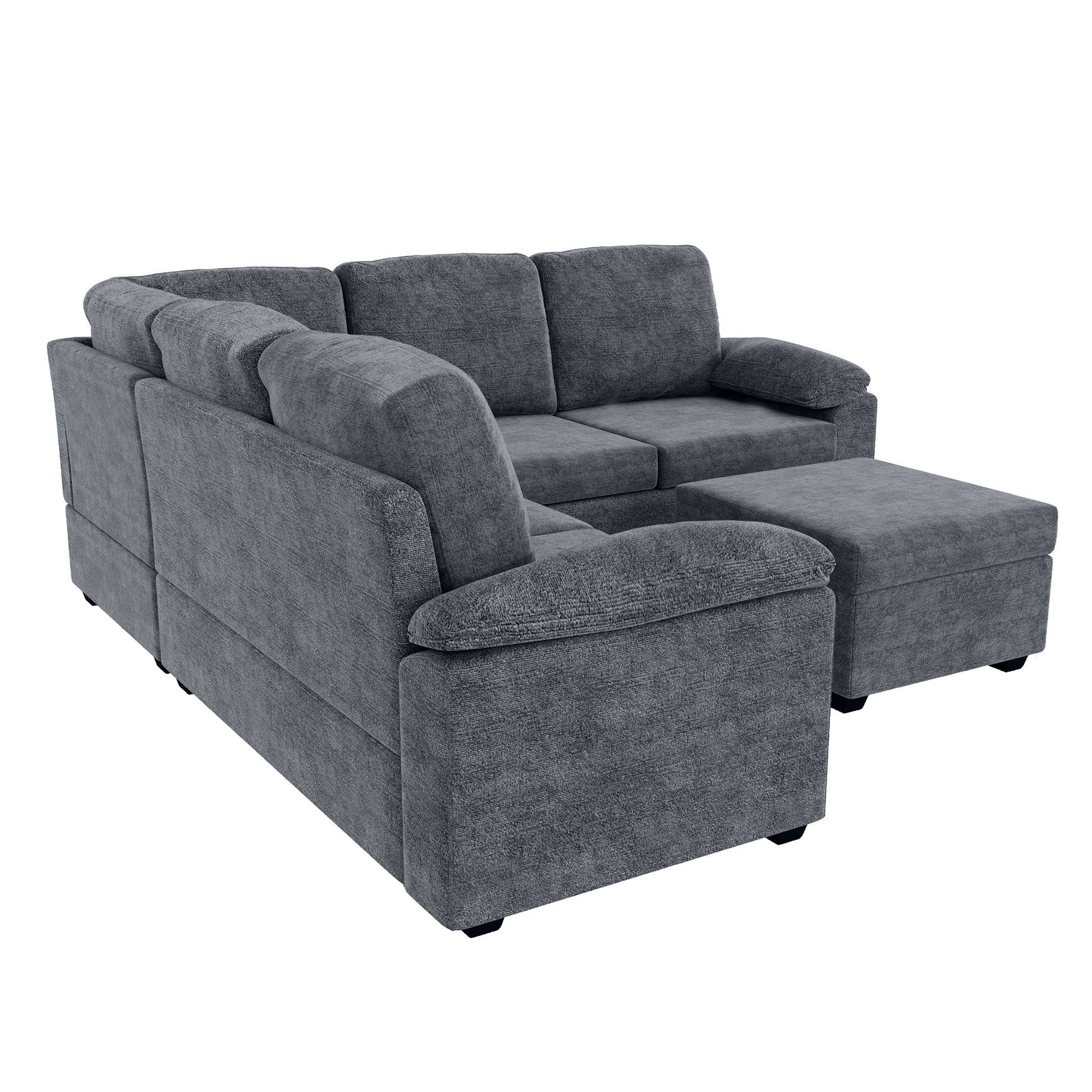 84*84" Modern Velvet Sectional Sofa Set,Large U Shaped Upholstered Corner Couch With Ottoman,Armrest Pillow,6 Seat Indoor Furniture For Living Room,Apartment,Office,2 Colors Gray Velvet 6 Seat