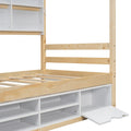 Twin House Bed With Roof Frame, Bedside Shelves, Under Bed Storage Unit,Natural Twin Natural American Design Pine