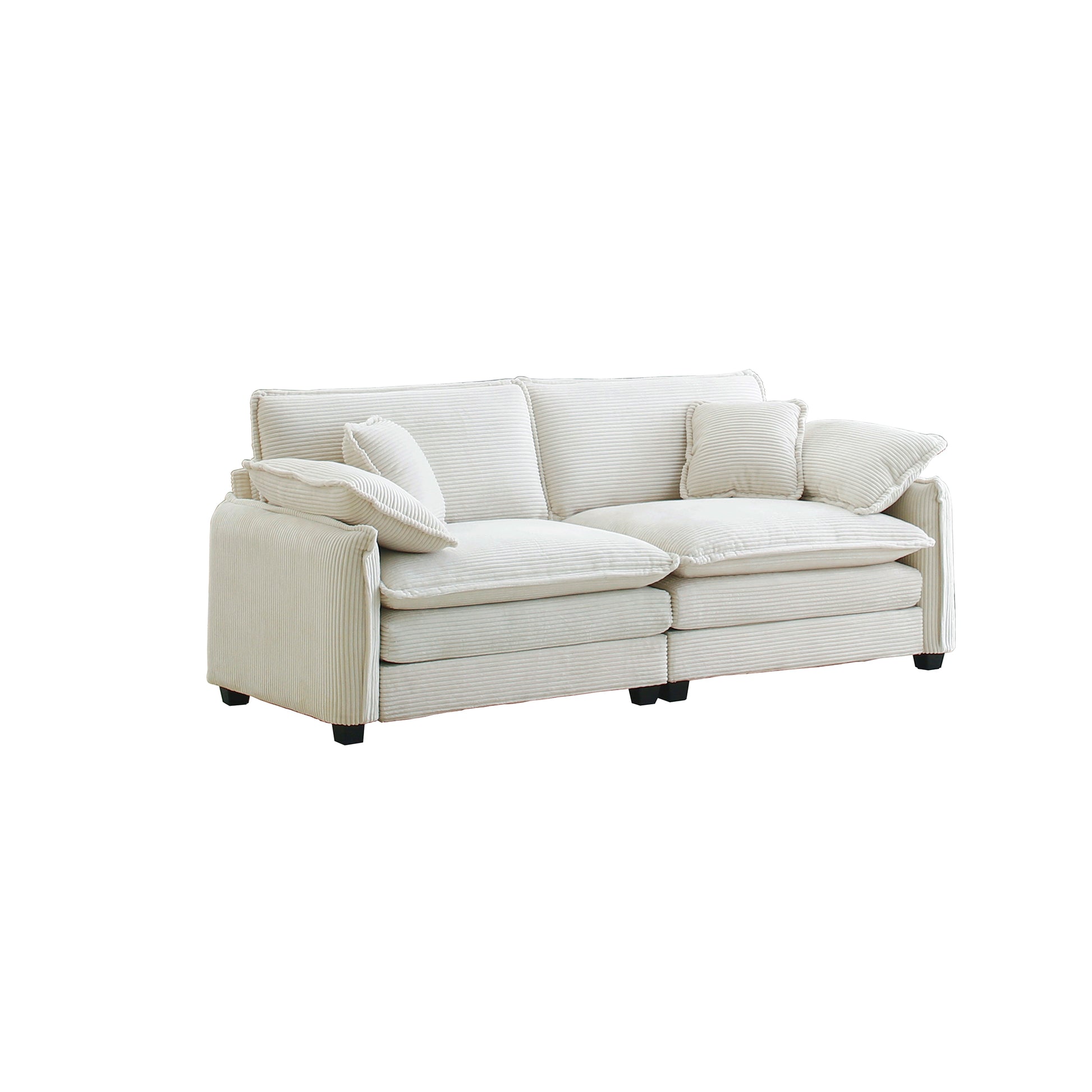 Warm And Cozy Living Room Sofa With 4 Pillows Upholstered Large Deep Seat 2 Seater Sofa For Living Room, Beige Corduroy Beige Corduroy 2 Seat