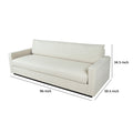 96 Inch Modern Sofa, Pillow Back, Track Style Arms, White Fabric Upholstery White Wood 4 Seat