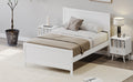 Wood Platform Bed Frame With Headboard, Mattress Foundation With Wood Slat Support, No Box Spring Needed, Full Size, White Box Spring Not Required Full White Wood Solid Wood Mdf