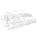 Oversized Modular Cushioned Sofa,With 3 Ottomans To Work As Sleeper Sofa Beds, 3 Seater Sofa With 3 Footstools,Grey Corduroy Fabric Grey Corduroy 3 Seat