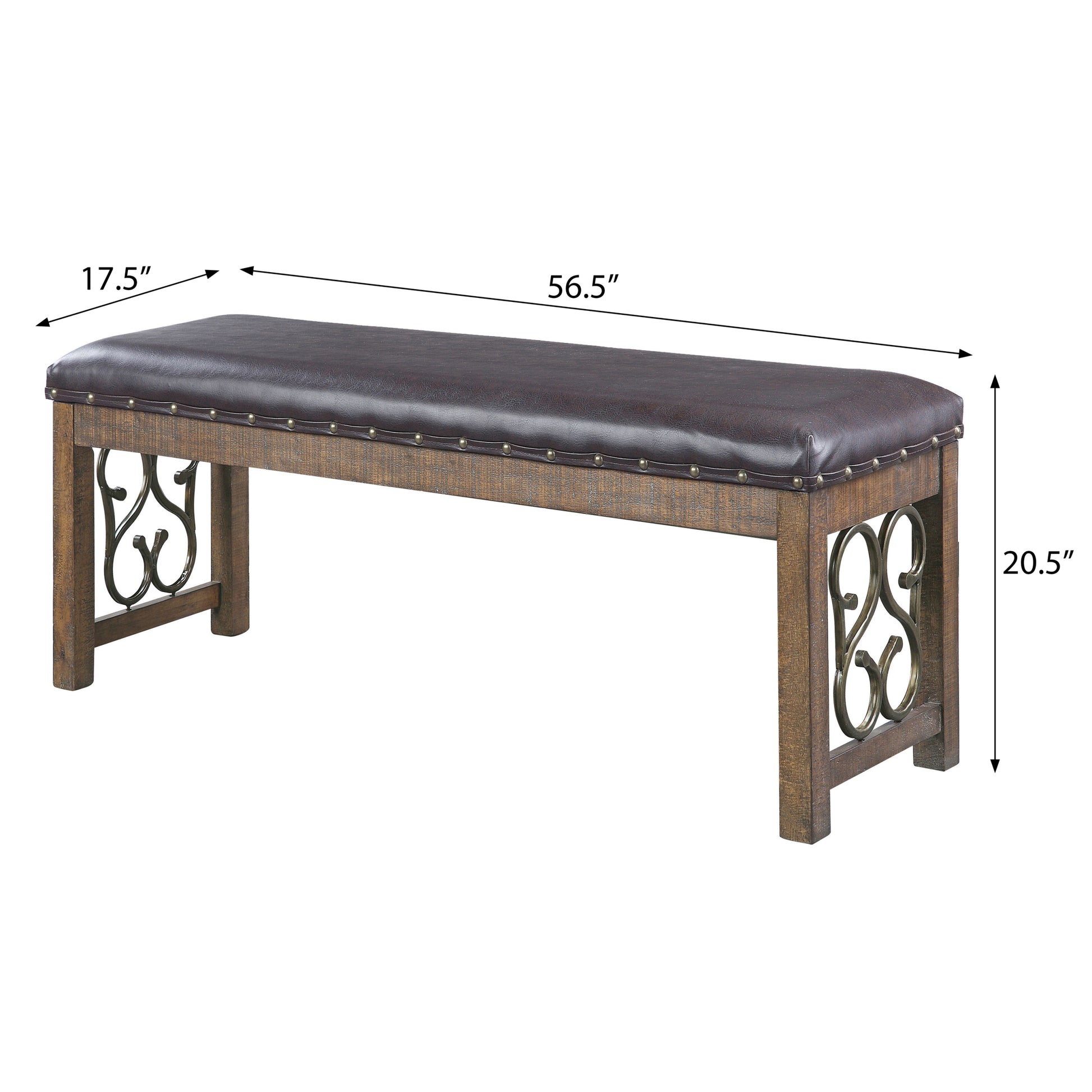 Black And Weathered Cherry Bench With Trim Black Brown Bedroom Farmhouse,Modern Rubberwood Foam Faux Leather