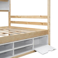 Full House Bed With Roof Frame, Bedside Shelves, Under Bed Storage Unit,Natural Full Natural American Design Pine