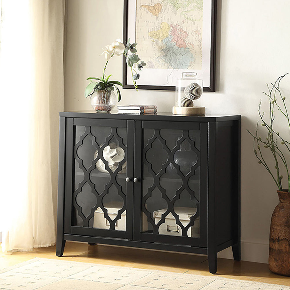 Black Console Table With Shelf Inside Black Primary Living Space Classic Wood Glass