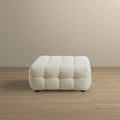 Morrison Ottoman Cream Boucle Cream,White Brown Wood Solid White Foam Tufted Boucle,Solid Wood