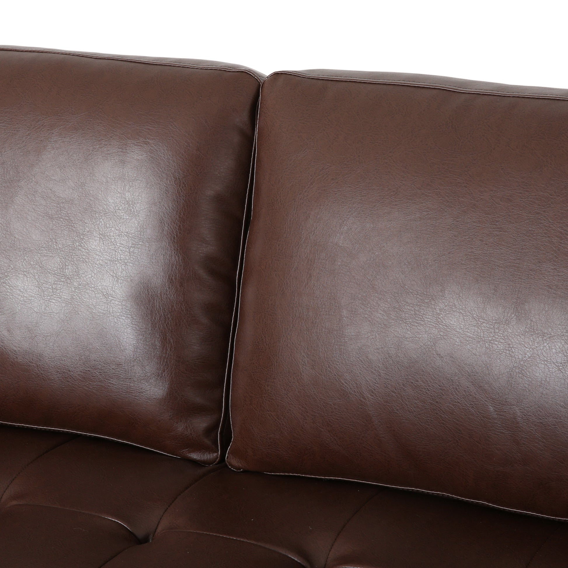 Mirod Comfy 3 Seat Sofa With Wooden Legs, Pu, For Living Room And Study Dark Brown Pu 3 Seat