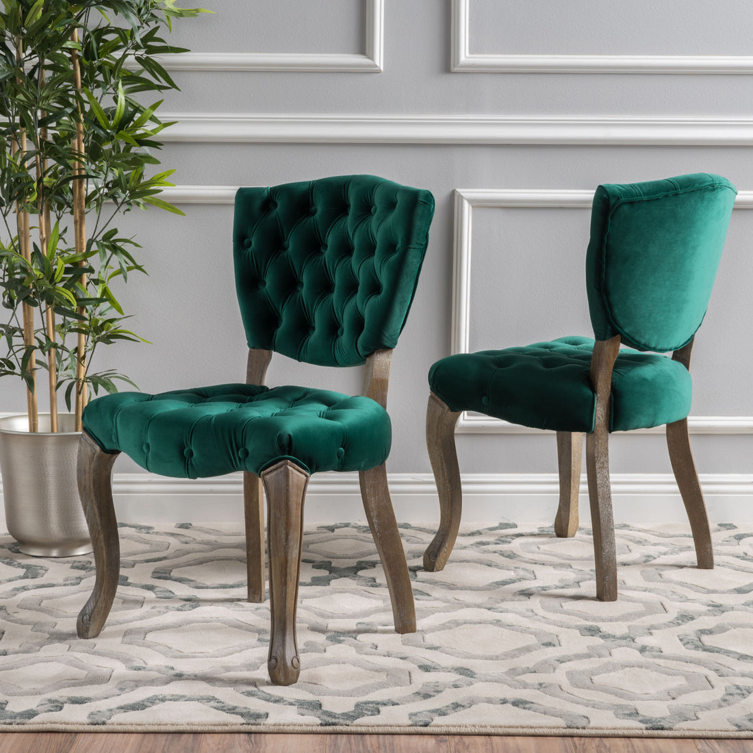 Kd Tufted Chair Wthr Dark Green Velvet