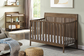 Shailee 4 In 1 Convertible Crib Brown Brown Stone Brown Wood