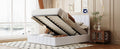 Queen Size Upholstered Platform Bed With A Hydraulic Storage System White Old Sku: Lp000211Aak White Upholstered